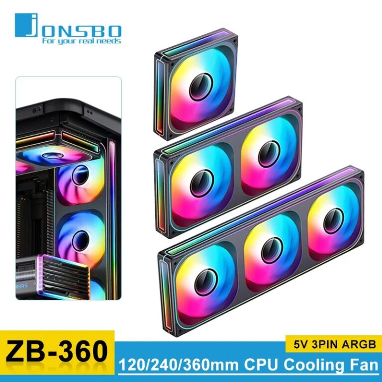 Jonsbo ZB-120/240/360 Ventola per case del computer 5V ARGB 120mm Ventola di raffreddamento CPU raffreddata ad acqua PWM ZB-360BR Kit ventola avanti/indietro