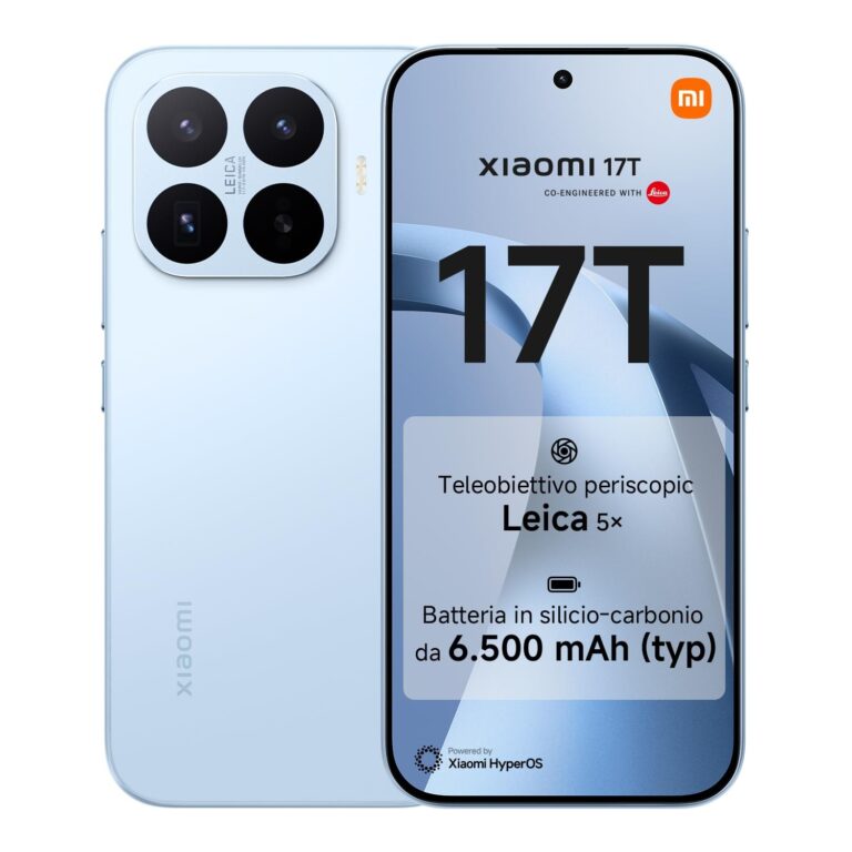 Xiaomi 17T, Smartphone 12+256GB, Blue, Teleobiettivo Leica 5x | Display Eye-Care da 6,59" 120Hz, Batteria da 6500mAh (typ), 67W HyperCharge, MediaTek Dimensity 8500