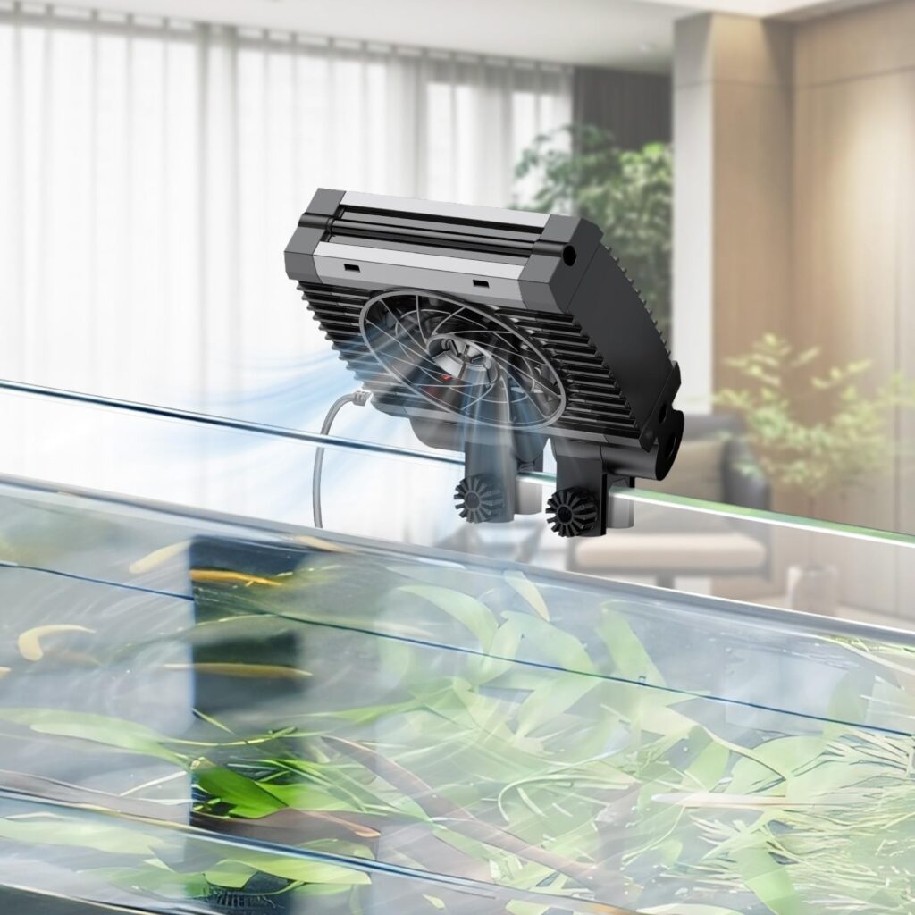 Pawfly Raffreddatore per acquari, per acquari Silenzioso, Ventilatore per acquari con velocità Regolabile e Timer, raffreddatore d'Acqua per terrari per vasche Fino a 40 cm (1 Ven…