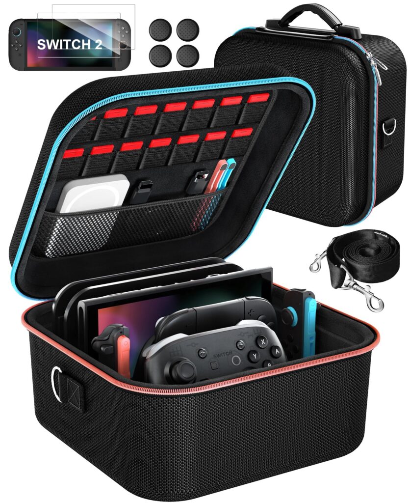 iVoler Custodia di Trasporto compatibile con Nintendo Switch/Nintendo Switch 2, Case da Viaggio Rigido Deluxe per Console Switch e Altri Accessori (Nero, Switch 2, Compatto)