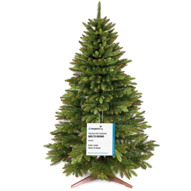 Albero di Natale Artificiale Premium 180cm – Realistico, Rami Fitti, con Base in Legno e Borsa per Riporre – Albero di Natale di Pure Living