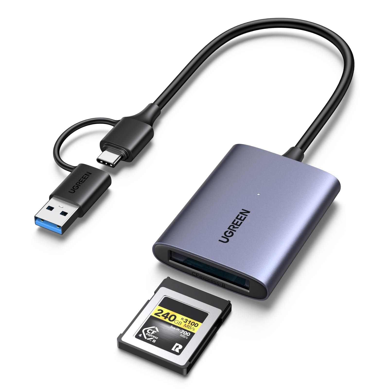 UGREEN Lettore di Schede CFexpress Type B USB A e USB C 3.2 Gen 2 Maschio | 10Gbps Adattatore Scheda Memoria CFe Type B 1250MB/s Teorico Compatibile con MacBook iPad Pro Air iPhon…