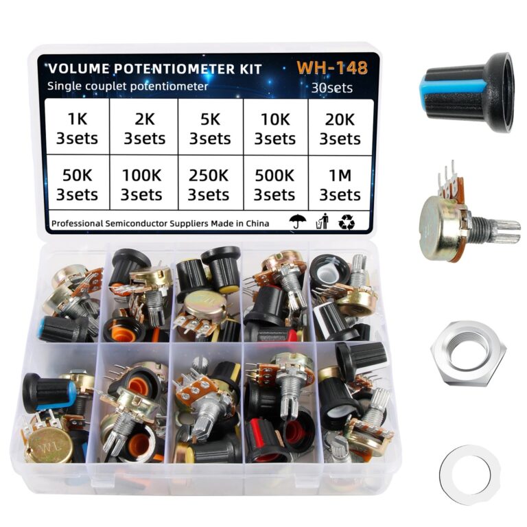 30 set WH148 Kit assortimento potenziometro Resistori variabili con dadi e rondelle 1k 10k 50k 500k 1M