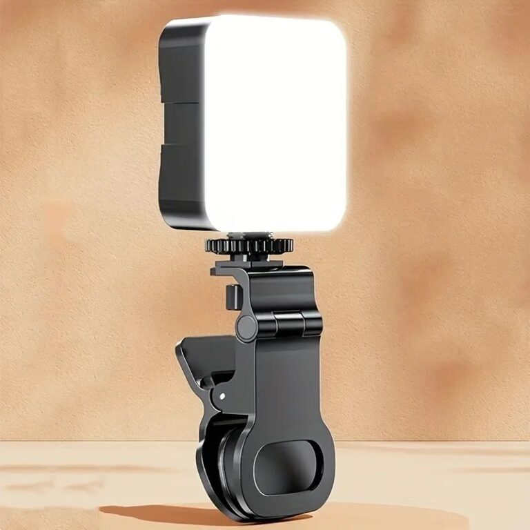 Luce ad anello professionale per telefono con clip, 10 livelli di luminosità, ricaricabile tramite USB, luce portatile per selfie e live streaming