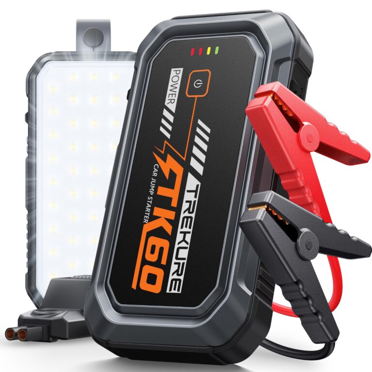 TREKURE Avviatore Batteria Auto, 8000A Avviatore di Emergenza per Auto/Moto (9.0L Benzina / 6.5L Diesel), Booster Avviamento Auto con Luce LED da 2000 Lumen (4 Modi), Morsetti Int…