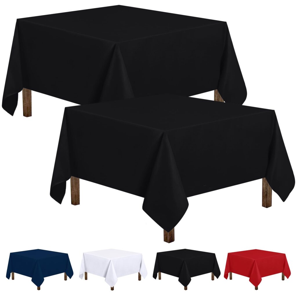 Utopia Kitchen Square Table Cloth 2 Pack [70x70 Inches, Black] Tablecloth Machine Washable Fabric Polyester Table Cover for Dining, Buffet Parties, Picnic, Events, Weddings and Re…
