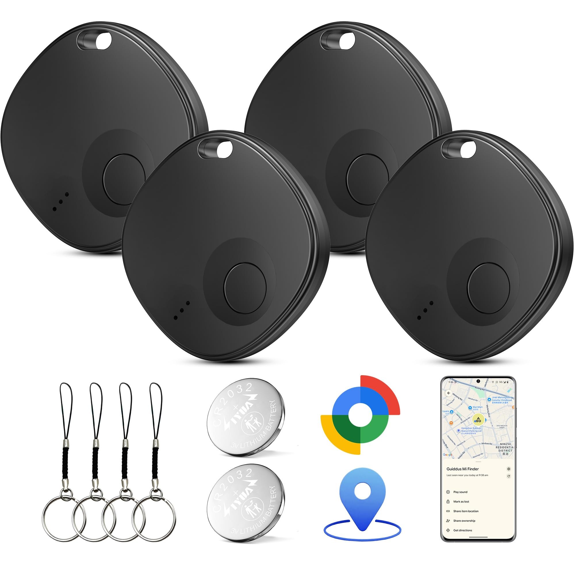 Android Tracker, 4 Pezzi Smart Tag,Compatibile con Google Find Hub | Bluetooth Localizzatore(Solo Android), Smart Tracker Tag Chiavi per Bagagli,Valigie,Chiavi,Portafogli