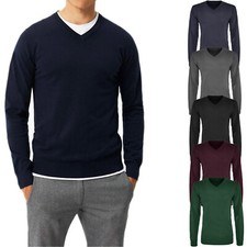 Maglione Uomo Invernale Scollo a V Lana Cashmere Maglioncino Slim Casual VEQUE