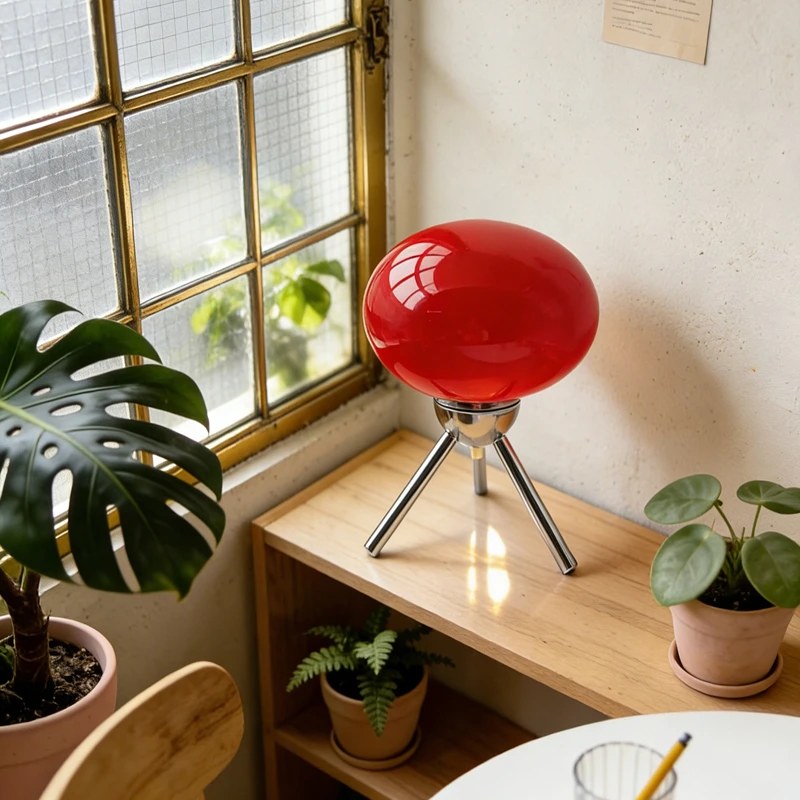 Lampada da tavolo a fungo in vetro Bauhaus Mid-Century Nordic Ins Girls Style Retro Modern Camera da letto Comodino Decorazione ambientale Luce