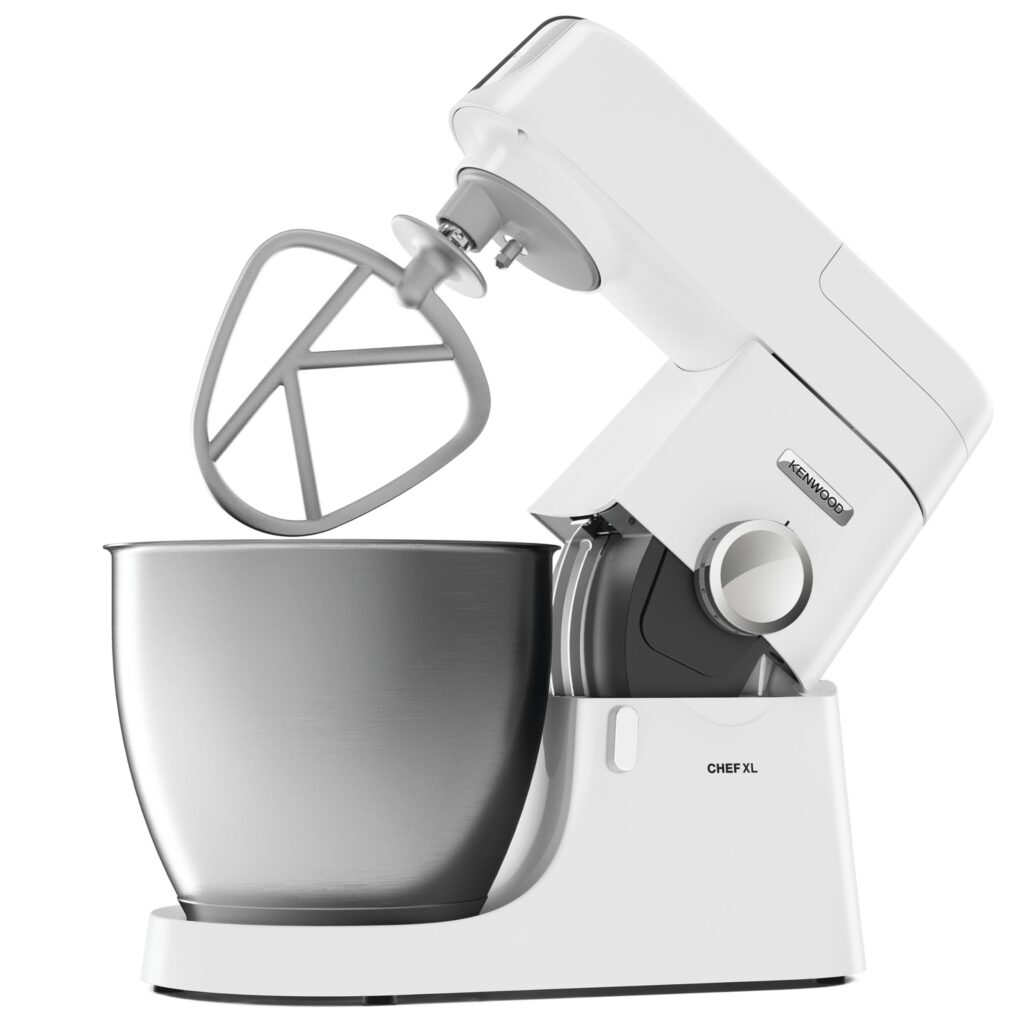 Kenwood Chef XL Impastatrice Planetaria KVL4100W, 3 Ganci e Fruste per Impastare, Montare e Miscelare, Ciotola da 6.7 L, Lavabile in Lavastoviglie, Motore da 1200W, Bianco