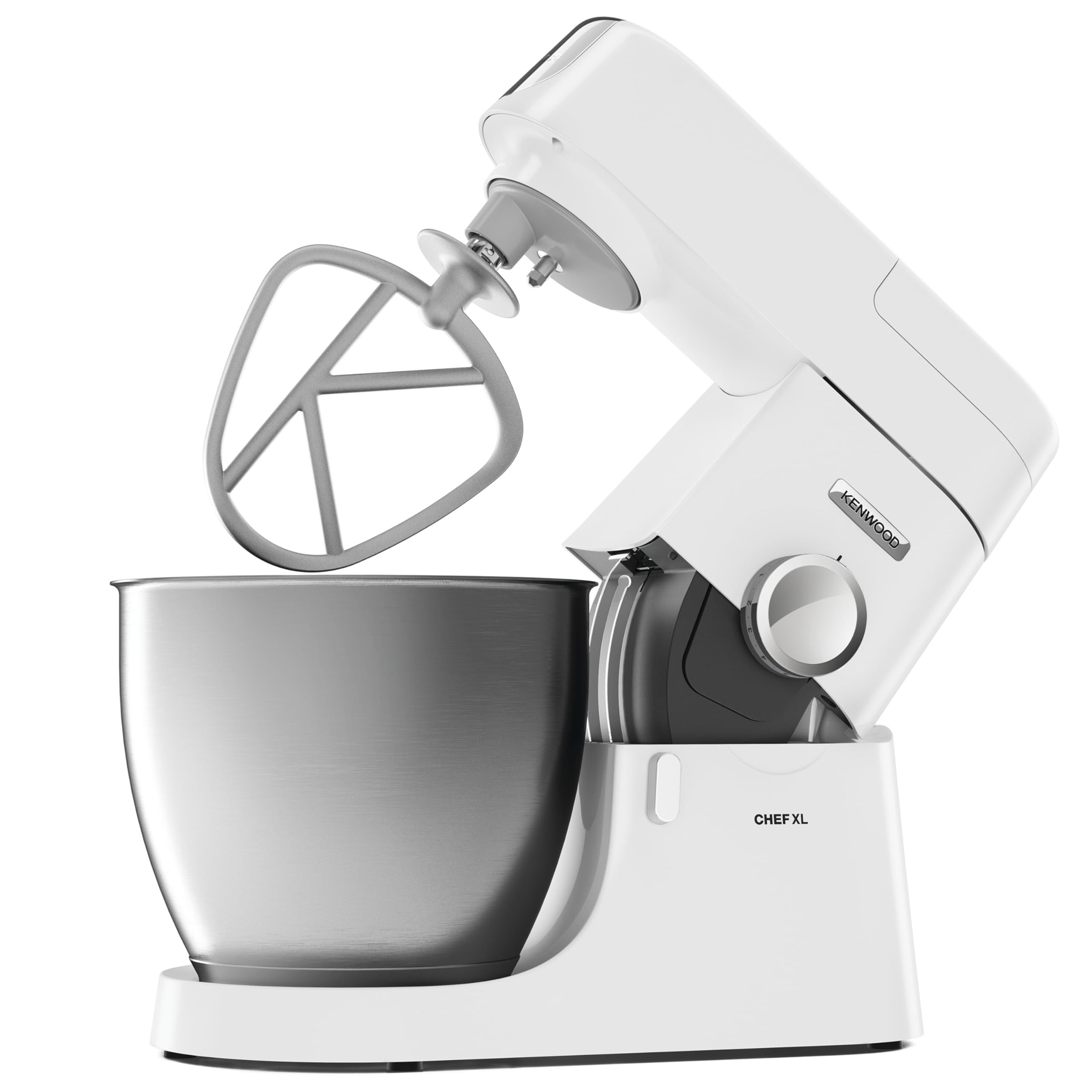 Kenwood Chef XL Impastatrice Planetaria KVL4100W, 3 Ganci e Fruste per Impastare, Montare e Miscelare, Ciotola da 6.7 L, Lavabile in Lavastoviglie, Motore da 1200W, Bianco