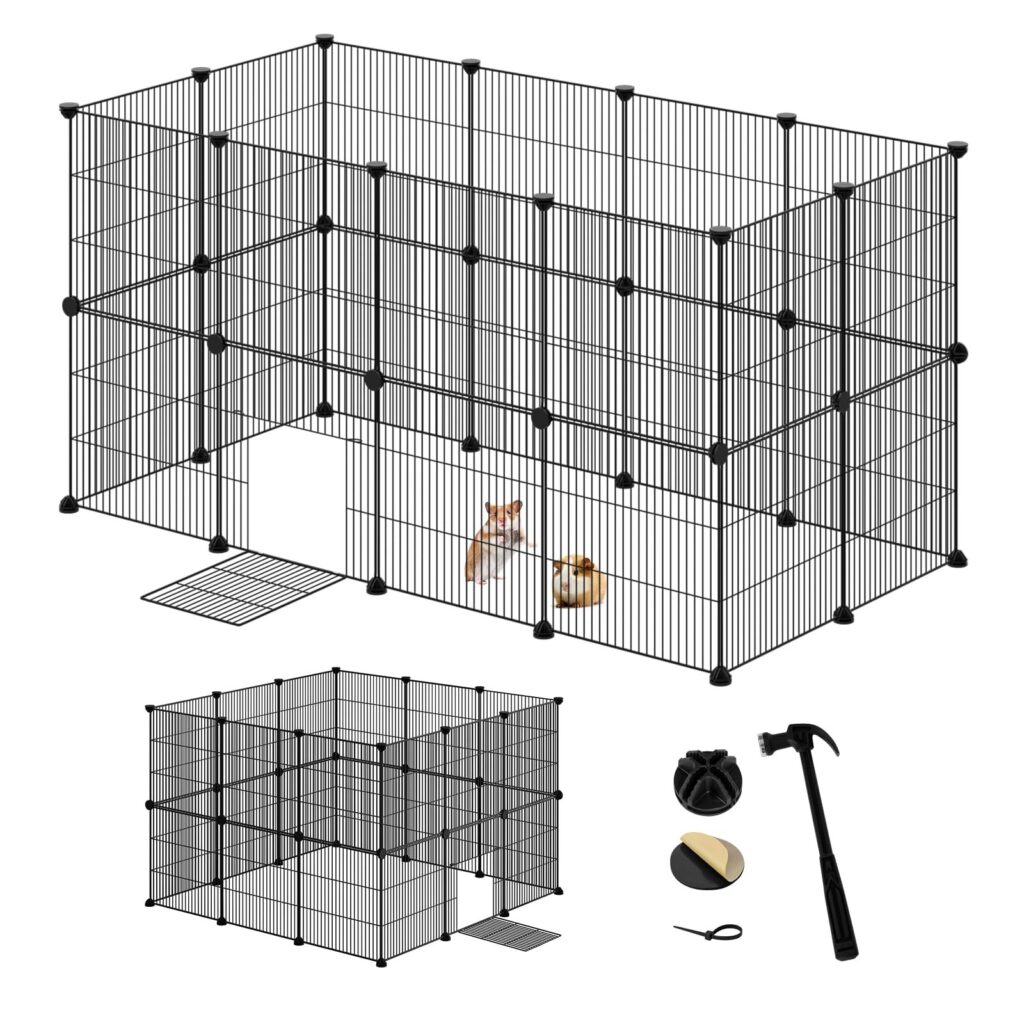 EUGAD Recinto per Conigli, Recinto per Conigli con Porta da Interno | 24 Pannelli 35x35m, con Porta, Recinzione Modulare, Box per Conigli, Recinzione per Conigli,Criceti,Animali P…