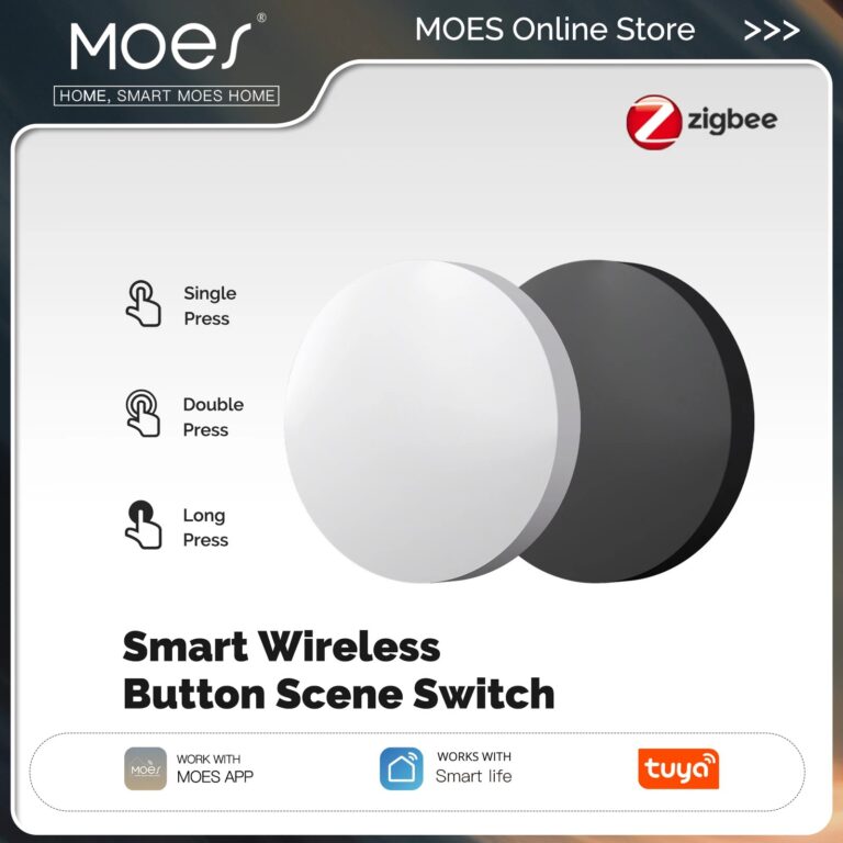 MOES Tuya ZigBee Smart Key Switch Impostazione mobile Controller chiave remota wireless Collegamento multi-scena Smart Switch Alimentato a batteria