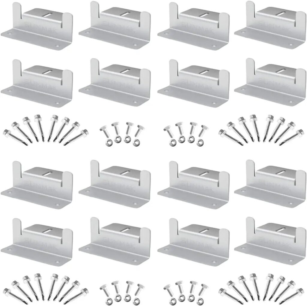 Kit di Montaggio per Pannelli Solari da 16 Pezzi/Set, Supporti a Z in Alluminio per 4/8 Unità di Pannelli Solari, per Camper, Tetti, Barche