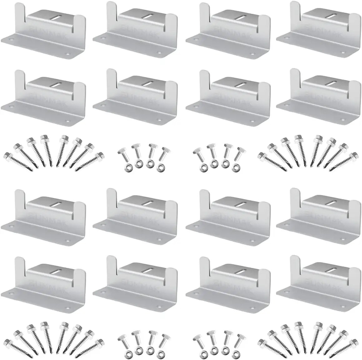 Kit di Montaggio per Pannelli Solari da 16 Pezzi/Set, Supporti a Z in Alluminio per 4/8 Unità di Pannelli Solari, per Camper, Tetti, Barche