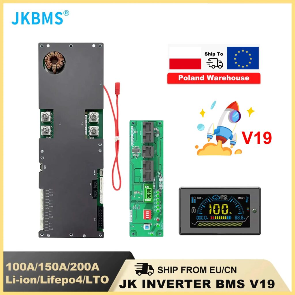 JKBMS JIKONG V19 Smart Inverter BMS PB2A16S20P 8S 16S 24V 48V 100A 150A 200A per accumulo di energia Lifepo4/Li-ion/LTO per Growatt Deye