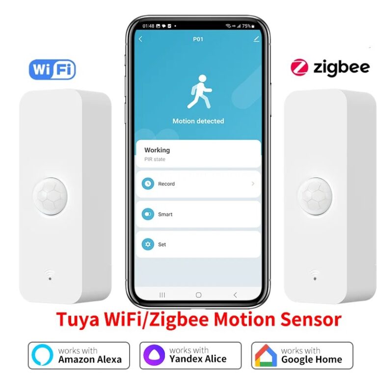 Sensore di Movimento PIR WiFi Zigbee Tuya, Rilevatore di Presenza a Infrarossi per Casa Intelligente con Controllo Remoto tramite App, Compatibile con SmartLife e Alexa