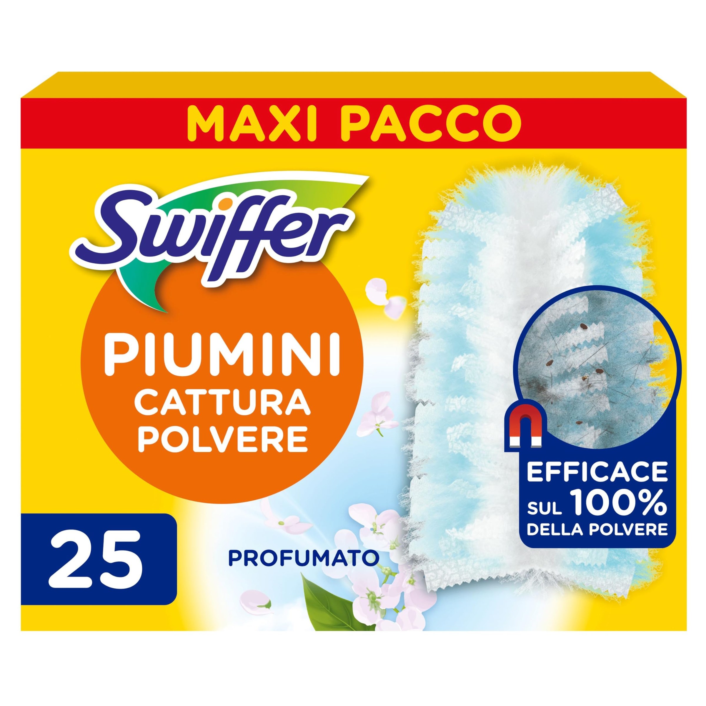 Swiffer Duster, Ricariche Piumini Catturapolvere, 25 Panni, Giga Pack | Cattura 3 Volte Più Polvere e Peli/Capelli Rispetto alla Scopa Tradizionale, Migliaia di Microfibre, Antiod…