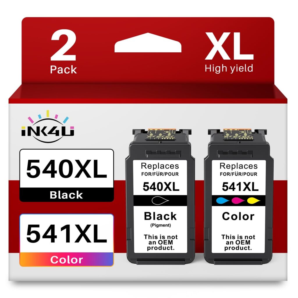INK4U 540XL 541XL Cartucce Multipack Compatibili per Canon PG-540 XL CL-541 | XL Cartuccia Compatibili per Canon MG3650s TS5150 MG3600 MX395 MX475 MG3650 TS5151 MG2250 MX455 MX535…