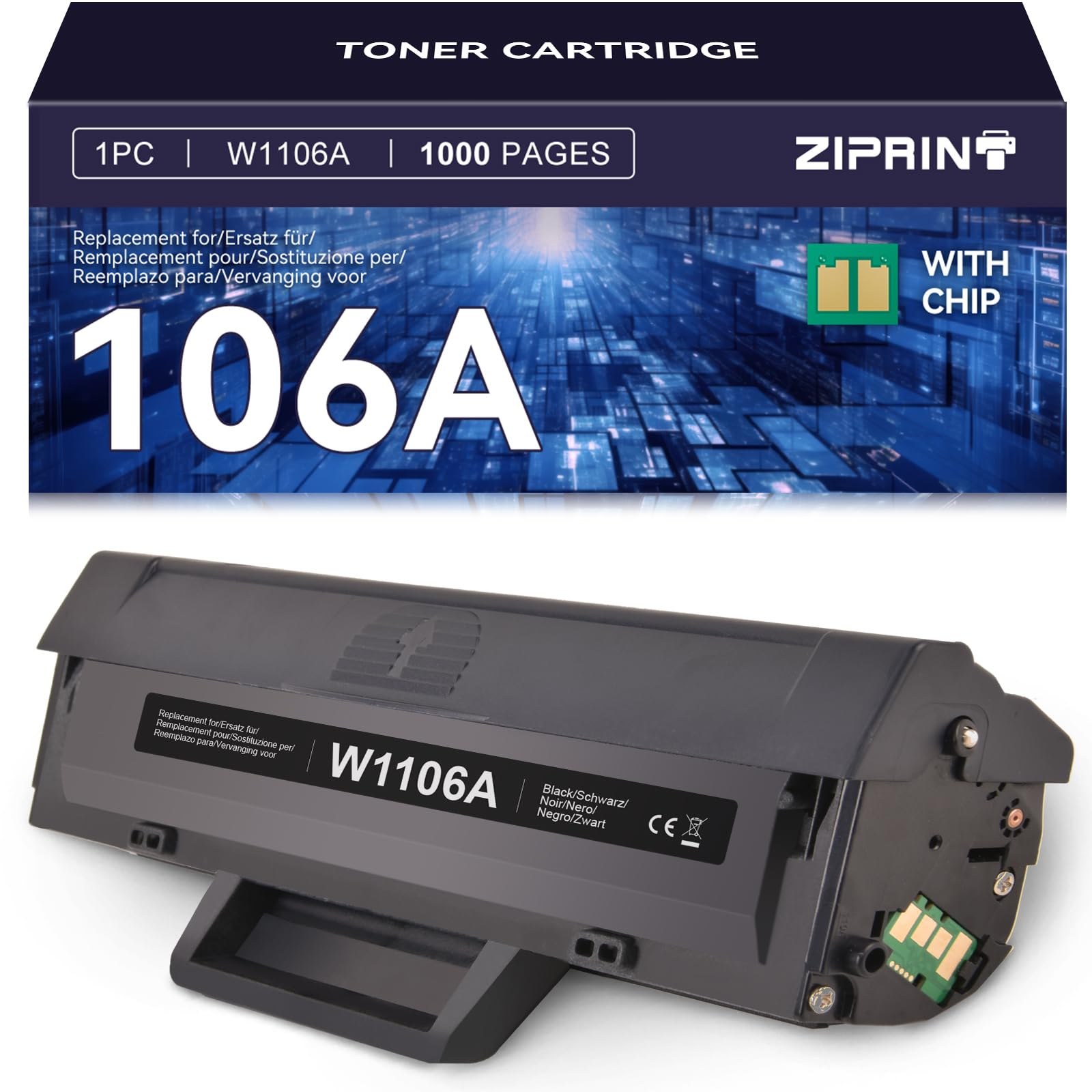 ZIPRINT 106A Toner Compatibile per HP 106A W1106A per HP Laser MFP 137fnw | Compatibile per Toner HP Laser MFP 137fnw 137fwg MFP 135w 135wg 135a 135r 107w 107a 107r (1 Nero)
