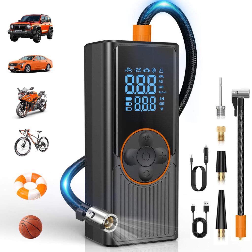 Compressore Aria Portatile per Auto 8000mAh, 150PSI Gonfiatore Elettrico
