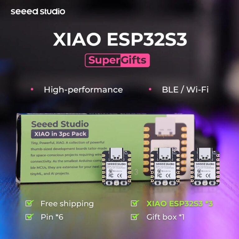 XIAO ESP32S3 Confezione da 3 pezzi: Wi-Fi da 2,4 GHz, BLE 5.0, Dual-core, carica batteria supportata, efficienza energetica e interfaccia ricche, ideale