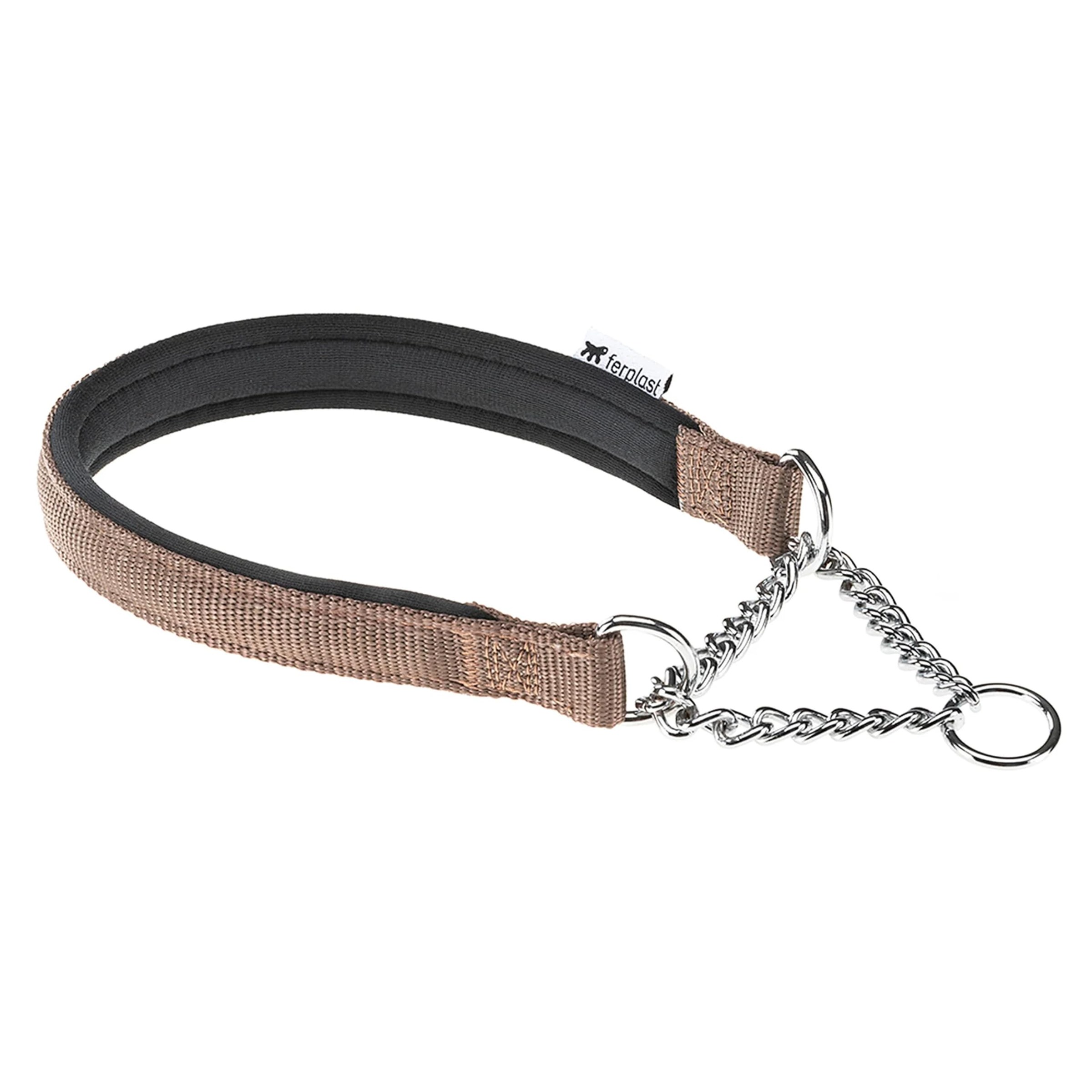 Ferplast Collare Cane Semistrozzo, in Nylon, Imbottito, Anti-trazione, per Addestramento Cani, Taglia XXL (Circonferenza Collo 55-65 cm), Marrone.