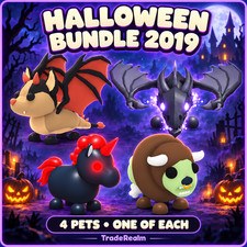 Pacchetto Halloween 2019 - Adottami! - Pipistrello | Ombra | Unicorno malvagio | Bufalo zombie