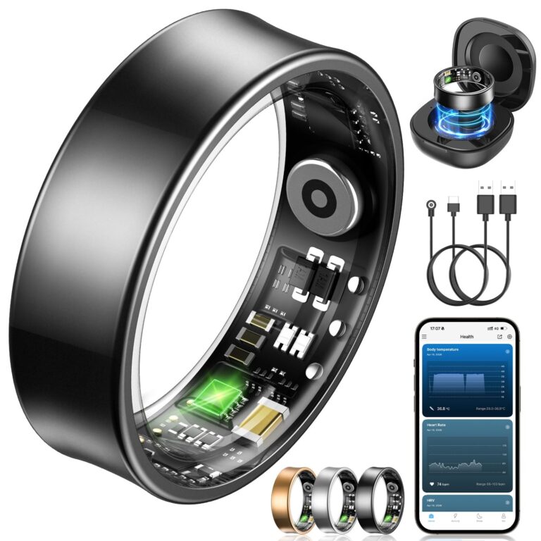 NAIXUES Smart Ring Uomo Donna, Anello Smart Fitness con Controllo Gestuale/Frequenza Cardiaca(HRV)/SpO2/Sonno/170+ Modalità Sport Impermeabil 5ATM, Smartwatch per Android e iOS, M…