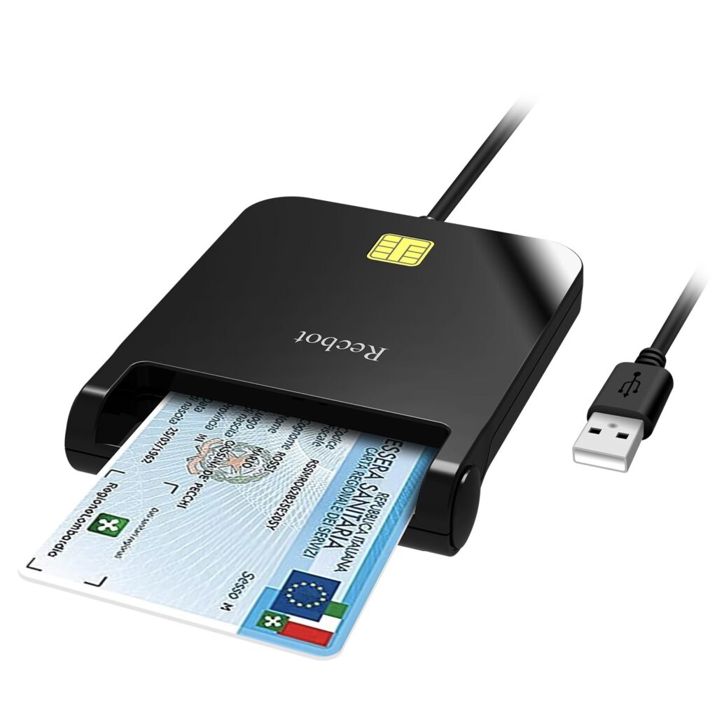 Recbot lettore smart card firma digitale Tessera Sanitaria CRS/CNS, Windows | USB Lettore Smart Card Tessera Sanitaria Compatibile con Windows, Mac, per INPS/ANPR/SPID, Plug & Pla…