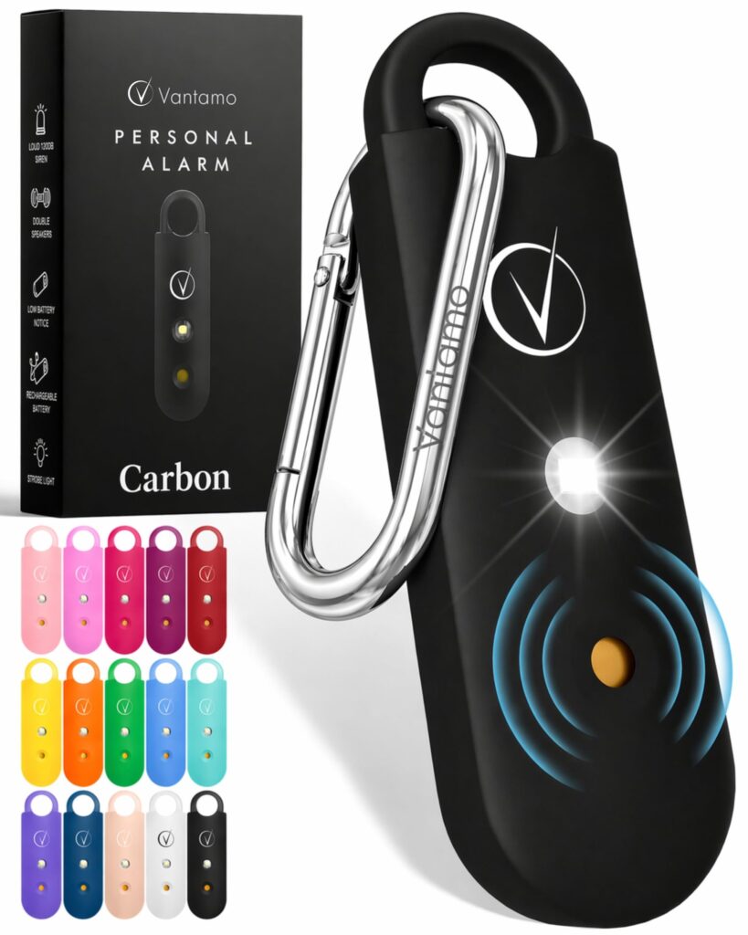 Vantamo Allarme Personale Antiaggressione per Autodifesa Donna Con Doppio 130dB Altoparlante,Kit Autodifesa Femminile Con Luce