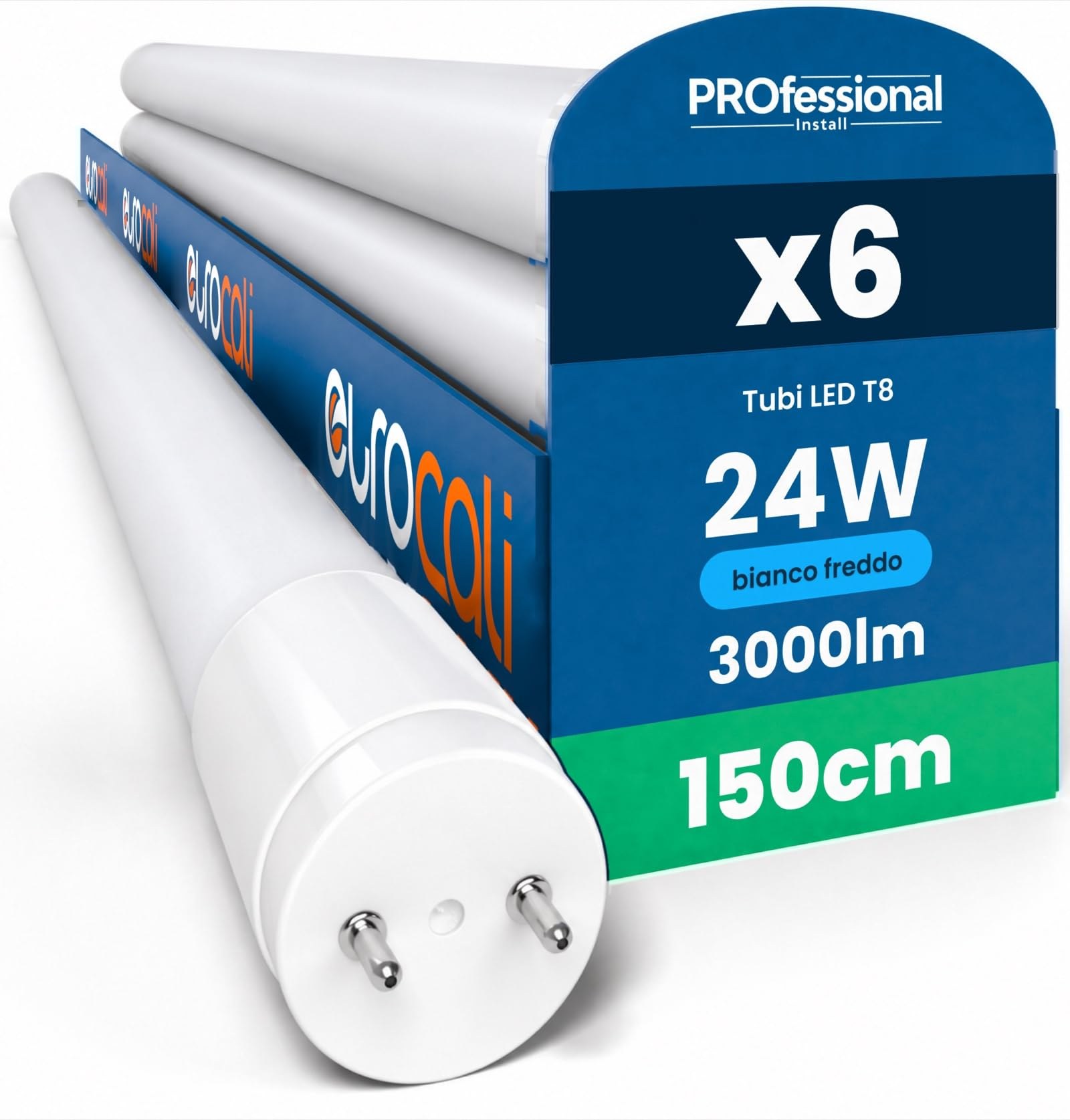 6 Tubi LED 24W 150cm T8 G13 SMD con Starter 3000 Lumen Garanzia 3 Anni | Luce Fredda 6500K - Alta Luminosità 125 lm/W - Materiale Nano Plastic Sostituzione Neon per Soffitto Garag…
