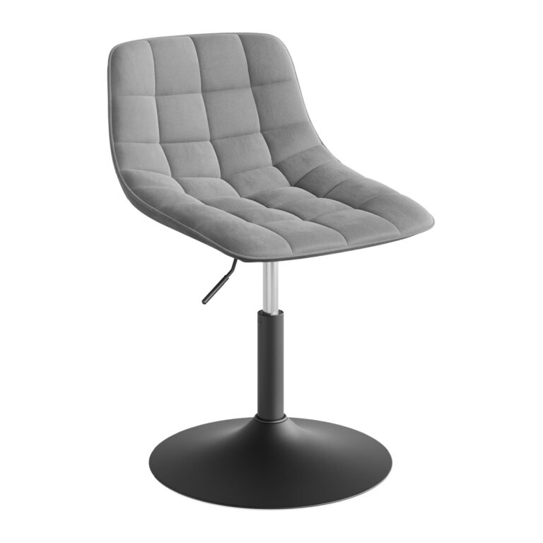 WOLTU Sgabello per Toeletta Trucco, con Schienale, in Velluto Grigio Chiaro | Sedia da Trucco Alta, Altezza Regolabile, 38-49.5cm, Girevole 360°, per Cucina, Camera da Letto, Base…