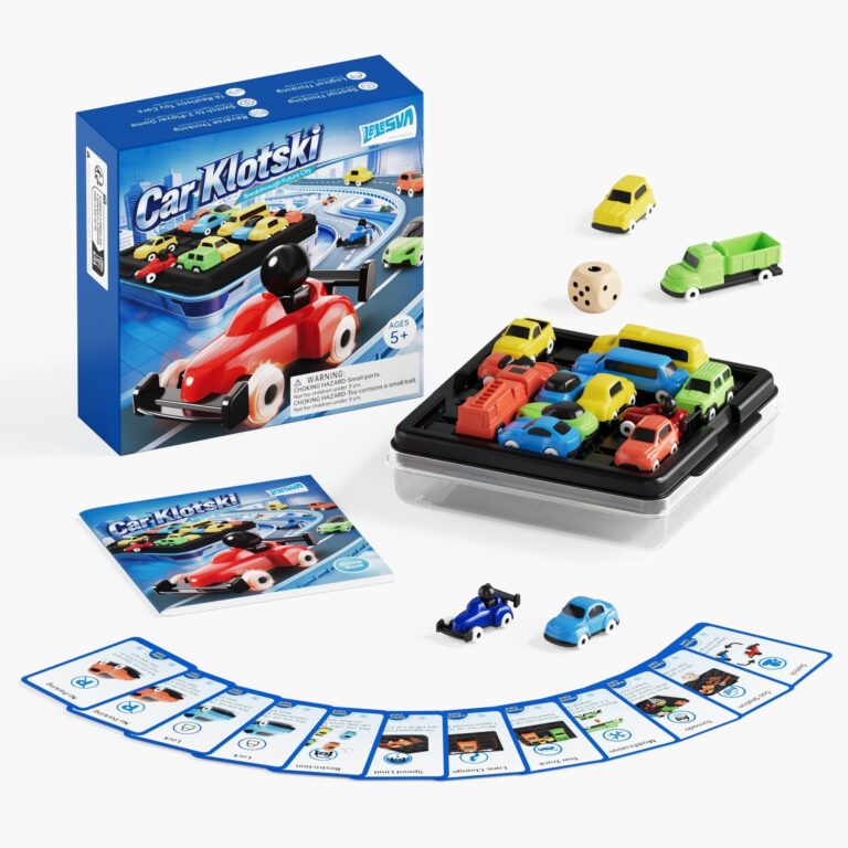 Sblocca l'auto Klotski, gioco di puzzle scorrevole, gioco da tavolo di logica per risolvere gli ingorghi stradali, con 16 auto e oltre 100 sfide, giocattolo rompicapo STEM per 2 g…
