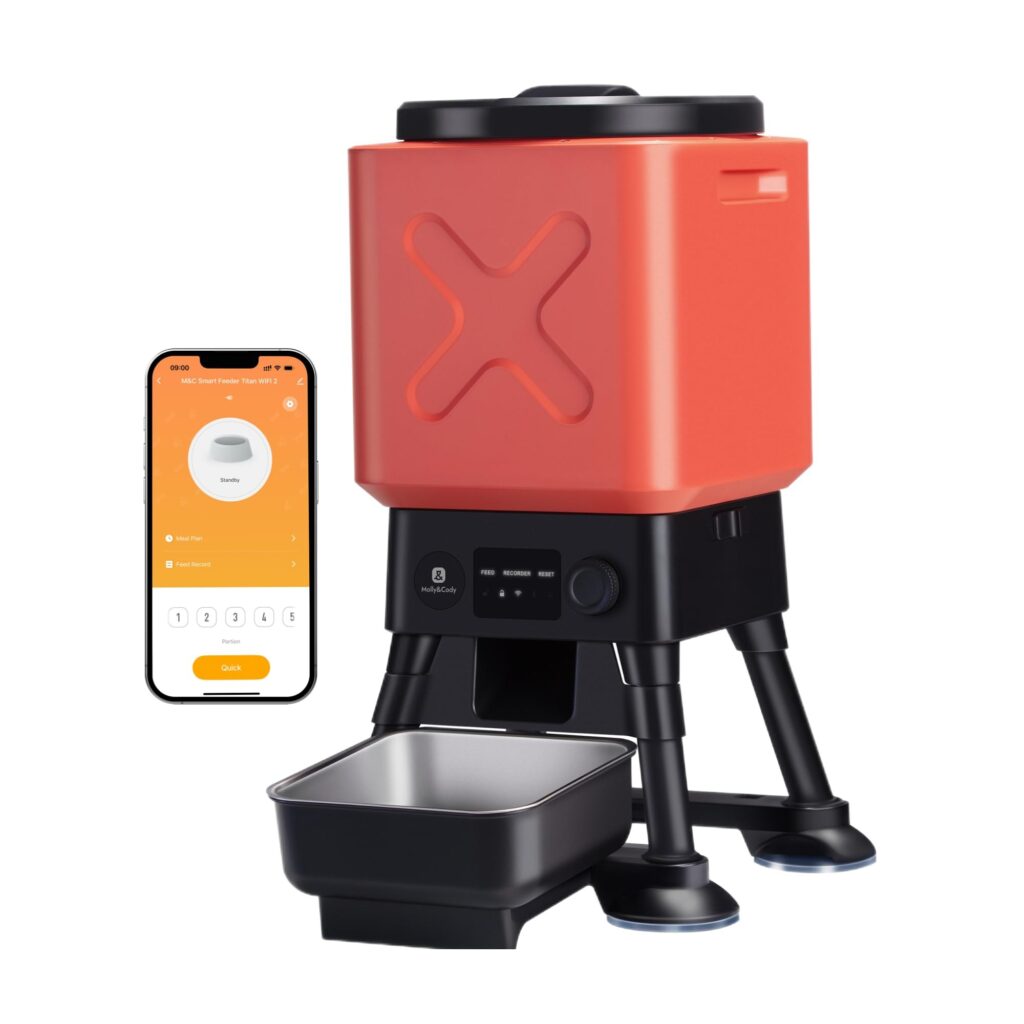 Alimentatore automatico per cani di taglia grande, capacità 14L, alimentazione remota, sistema anti-blocco, distributore automatico di cibo per cani a tempo, controllo app WiFi 2.…