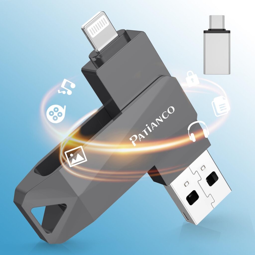 Chiavetta USB per iPhone 512GB,Patianco [MFi Certified] Pendrive USB 3.0 Drive per Lightning, Memoria Esterna Photo Stick 3 in 1 Penna USB C di Backup per iPhone/iPad/Android/Mac/…