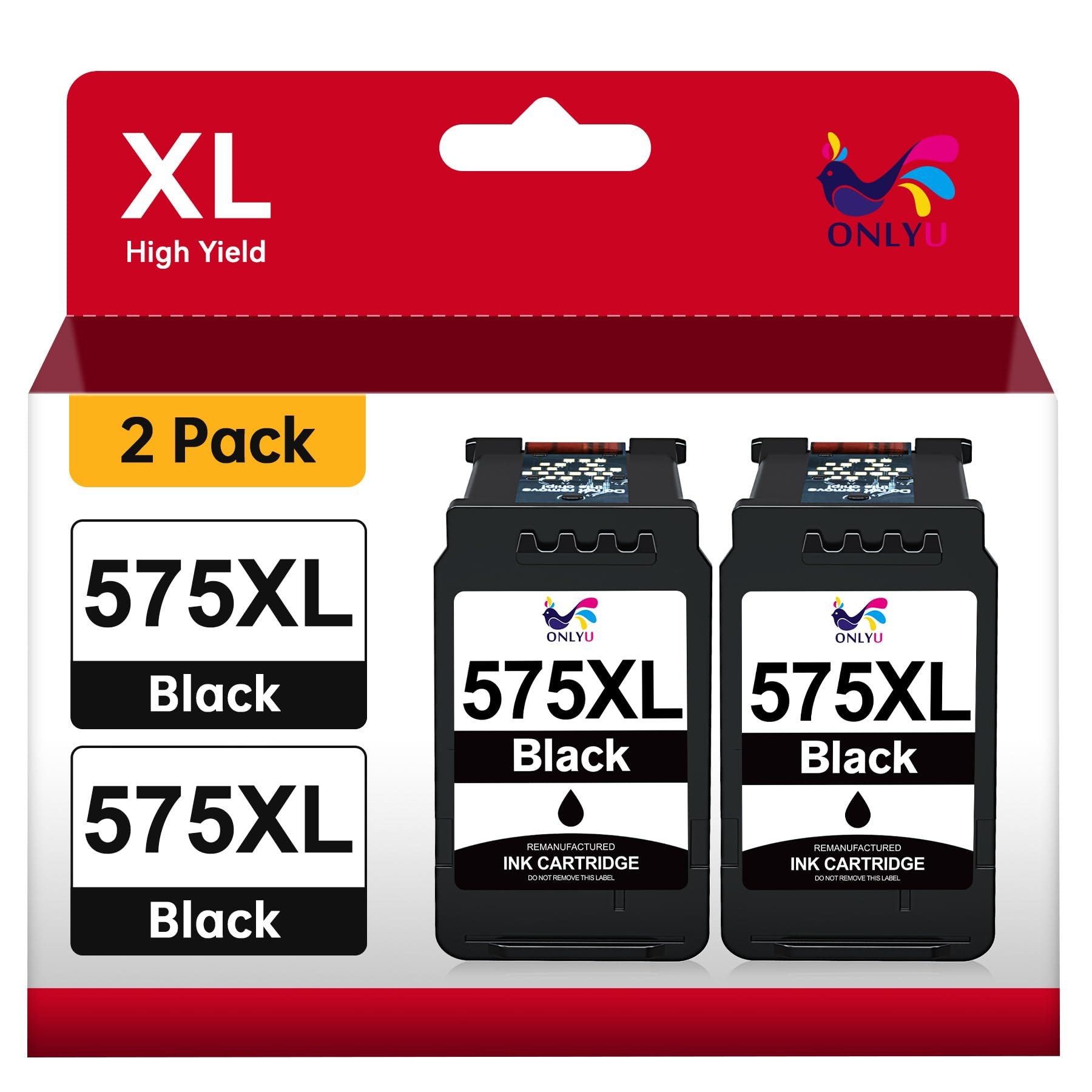 ONLYU 575XL PG-575 PG-575XL Cartucce compatibili per Canon 575XL Nero | Compatibile con Canon PIXMA TR4755i TR4756i TS3752i TS3751i TS3550i TS3551i TS3750i TR4750i TR4751i (2 Nero)
