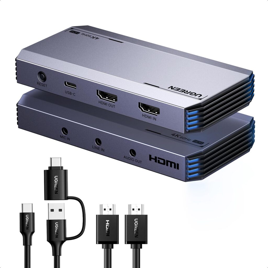 UGREEN Scheda Acquisizione Video HDMI 4K60Hz 2K144Hz HDR VRR USB 3.0 | Plug Play Supporta HDR VRR Bassa Latenza per Streaming Giochi e Registrazione HD Compatibile iPad Switch PS5…
