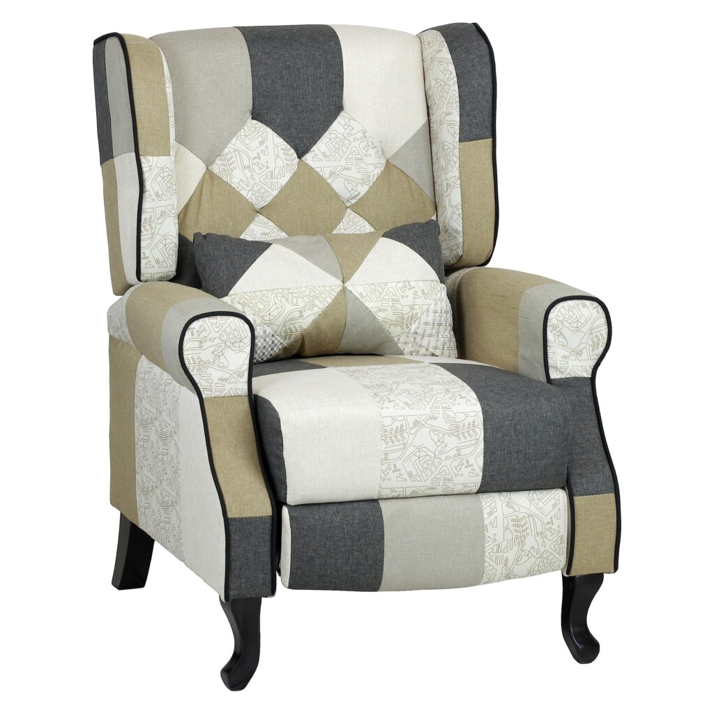 Totò Piccinni Poltrona Relax Reclinabile con Poggiapiedi Imbottita (Patchwork Elegant, Comfort)