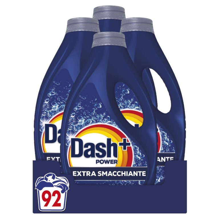 Dash Power Detersivo Liquido Lavatrice, 92 Lavaggi (4x23), Extra Smacchiante, Rimuove anche le macchie secche da 7 giorni, per una pulizia impeccabile