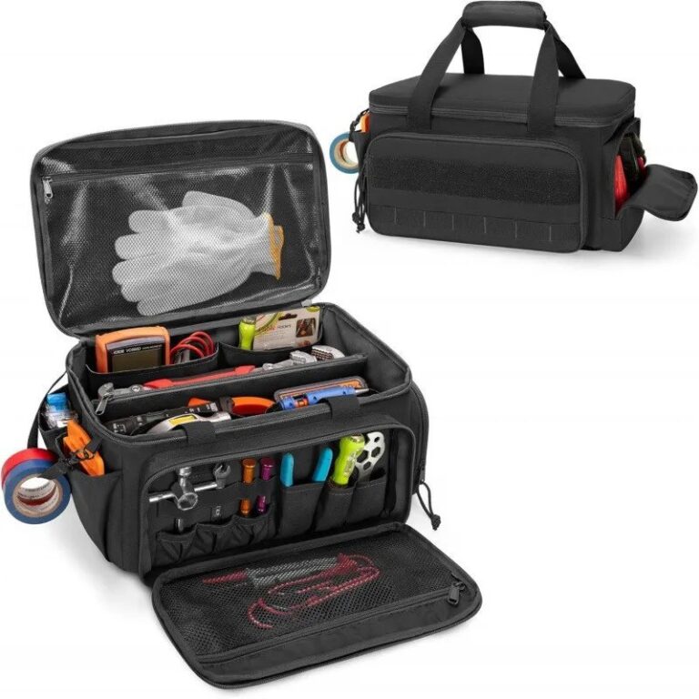 Borsa per attrezzi tattica resistente da 14 pollici Base antiscivolo Organizzatore di lavoro multiuso per tuttofare, falegname, deposito di attrezzi portatile durevole