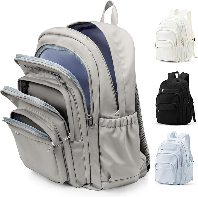 pectodox Zaini Scuola Superiore Ragazzo, Zaino Scuola Media Ragazza Waterproof, Zaino Università Donna PC 14 Pollici Leggero，Zaini Capiente Multitasche Uomo(grigio/marrone)