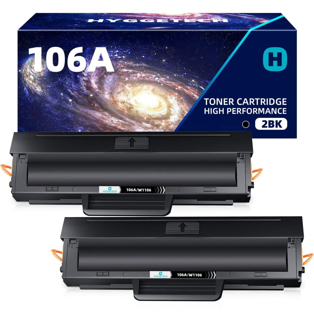 Hyggetech 106A W1106A Toner Compatibile per HP 106A W1106A, 2 Pezzi | Compatibile con HP Laser MFP 107a, 107w, 107r, 135a, 135w, 135wg, 137fnw, 137fwg