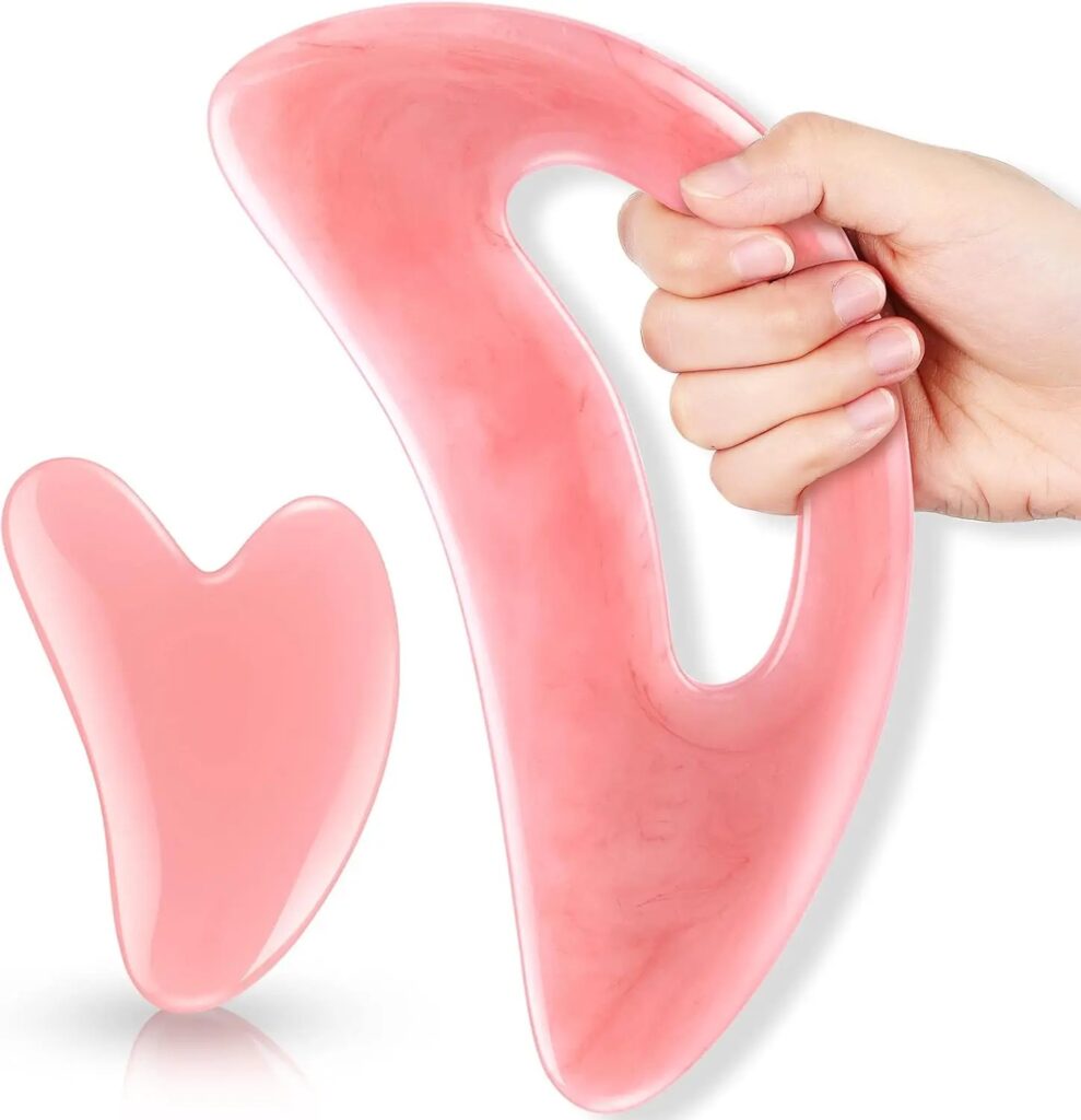 Tavoletta Guasha per Massaggio a Pressione su Viso, Schiena e Corpo, Strumento Raschietto Massaggiante in Resina Naturale per Drenaggio Linfatico