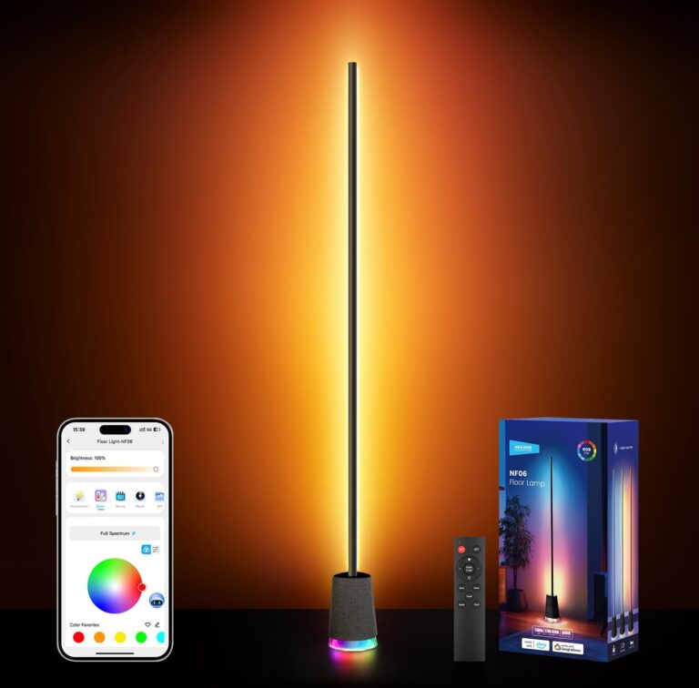 NEEWER NF06 Lampada da Terra Intelligente RGB IC CW, Luce Angolare LED 1500lm, Compatibile con Google Alexa, Ambient Lamp con Design APP/AI/Sync Musicale/16 Milioni di Colori per…
