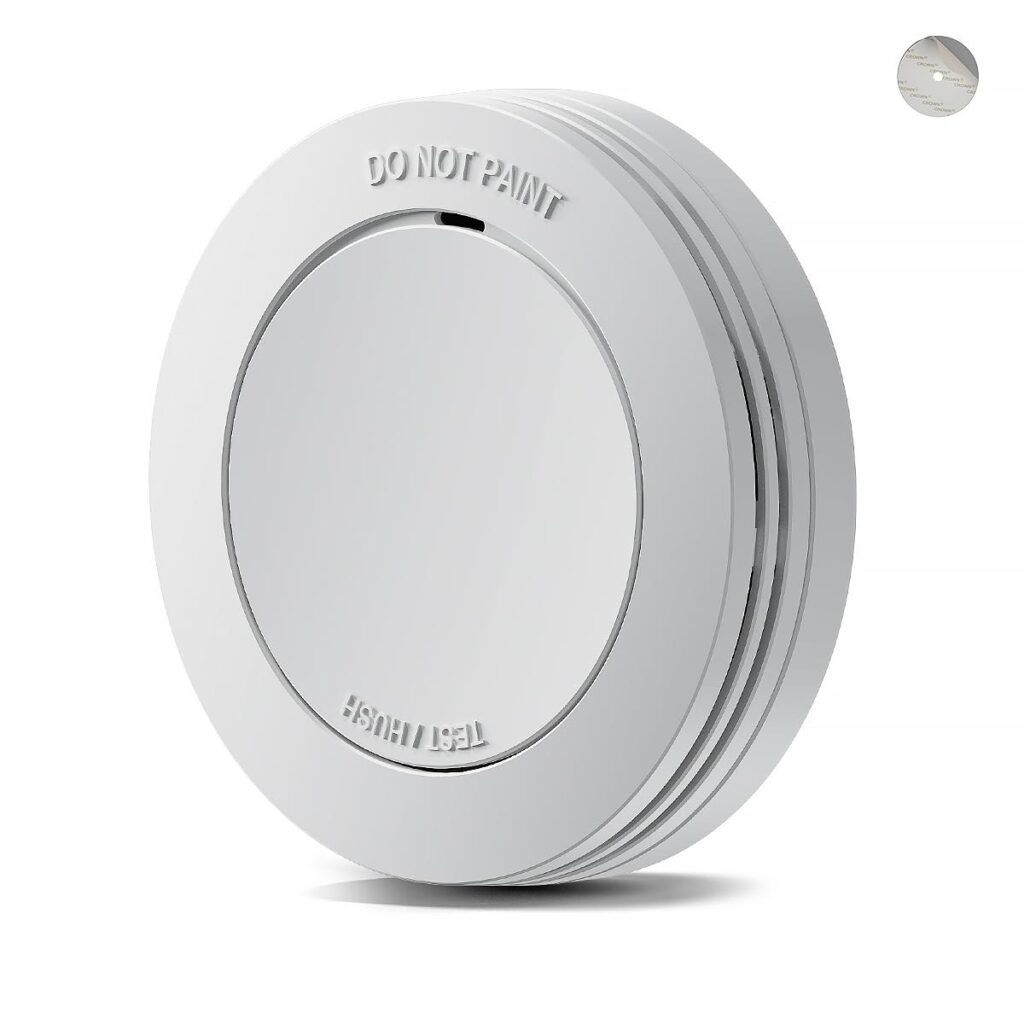 Safeliveo Rilevatore di Fumo con Batteria 10 Anni, Allarme Incendio 85 dB, Senza LED Lampeggiante, Conforme EN 14604, Funzione Silenziosa, Cuscinetti Adesivi Inclusi, Confezione d…