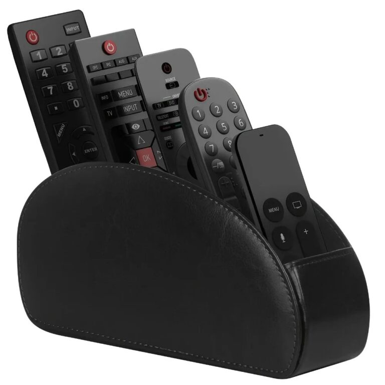 Scatola portaoggetti da tavolo per soggiorno, condizionatore d'aria in pelle PU, staffa per telecomando TV, 5 scomparti, scatola per telecomando