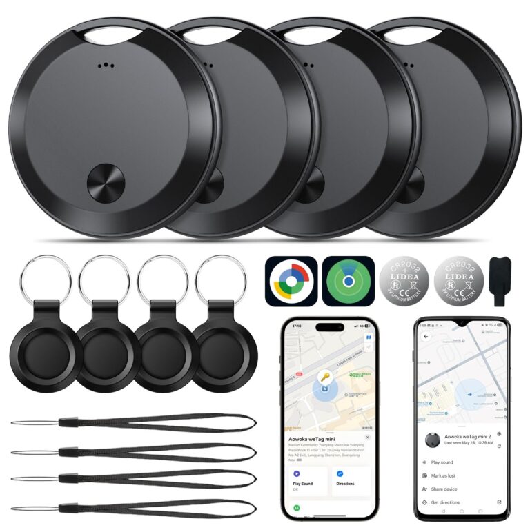2026 Smart Tracker Tags per Android & iOS 4 Pezzi, Google Funzioni Trova o Apple Dov'è, Bluetooth Trova Oggetti 365 Giorni, Batteria Sostituibile,IP68, Localizzatore Chiavi/Portaf…