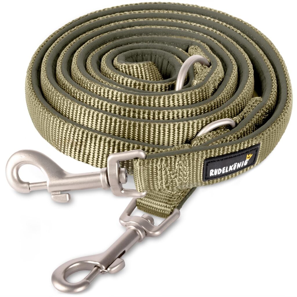 Rudelkönig Guinzaglio Addestramento Cani Bella - Regolabile 2,30m | Nylon idrorepellente, 2 moschettoni in metallo, girello 360° - per cani di taglia media e grande