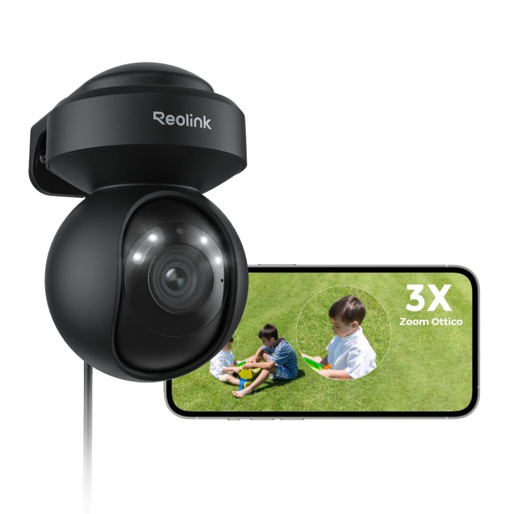 Reolink 4K PTZ Telecamera Wi-Fi Esterno con 3X Zoom Ottico, Auto-Tracking | Rilevamento Persone/Veicoli/Animali, Videocamera Sorveglianza Esterno Supporta Wi-Fi 6, Audio a 2 Vie,…